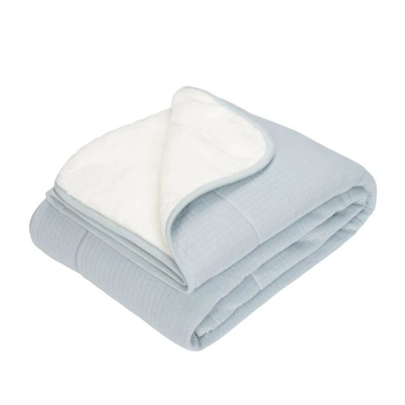 Couverture De Lit Bebe 100x140 LITTLE DUTCH Pure Soft Blue 1 Couverture De Lit Bebe 100x140 LITTLE DUTCH Pure Soft Blue