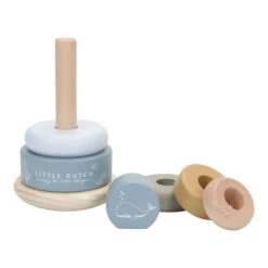 Pyramide Anneaux En Bois LITTLE DUTCH Ocean Bleu -Little Dutch ld pyramide anneaux en bois 2