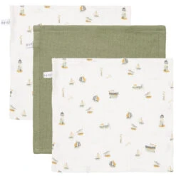 Lot De 3 Débarbouillettes LITTLE DUTCH Sailors Bay Blanc