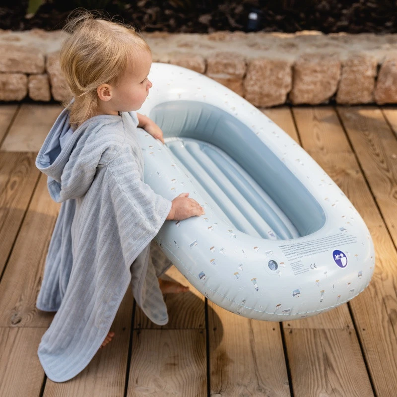 Poncho De Bain En éponge Jacquard LITTLE DUTCH Blue 2 Poncho De Bain En éponge Jacquard LITTLE DUTCH Blue – Image 2